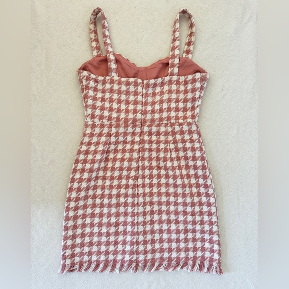 Forever 21 Pink and White Plaid Mini Tweed Dress S - Picture 10 of 11